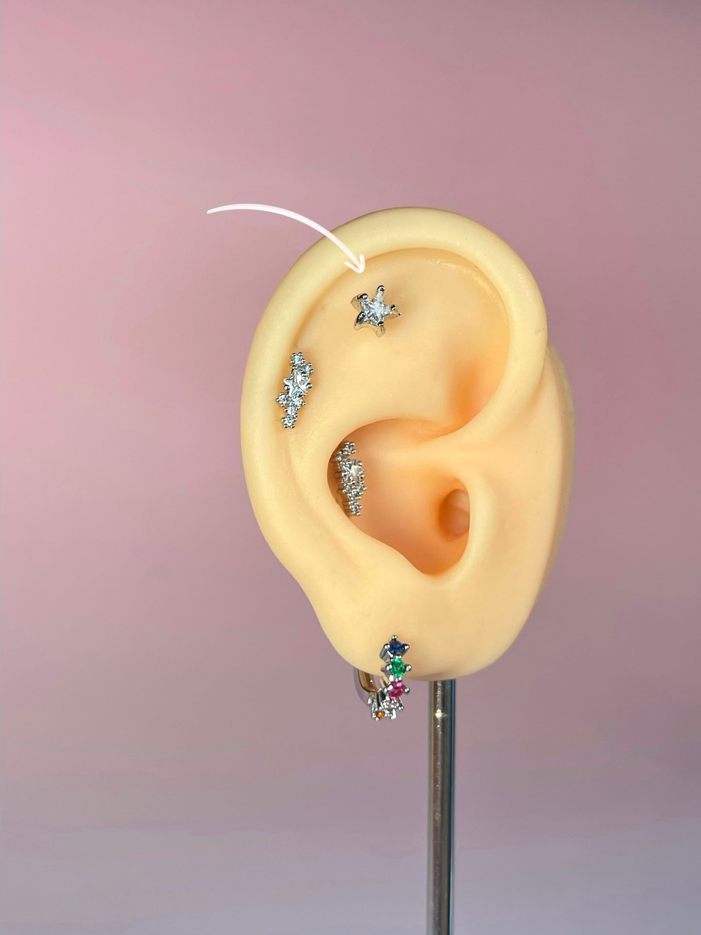 Pendiente/piercing estrella simple plateado (unidad)