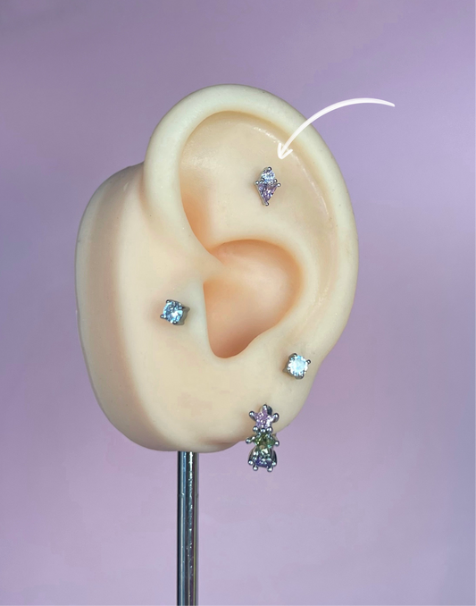 Pendiente/piercing (unidad) brillo rosa plateado