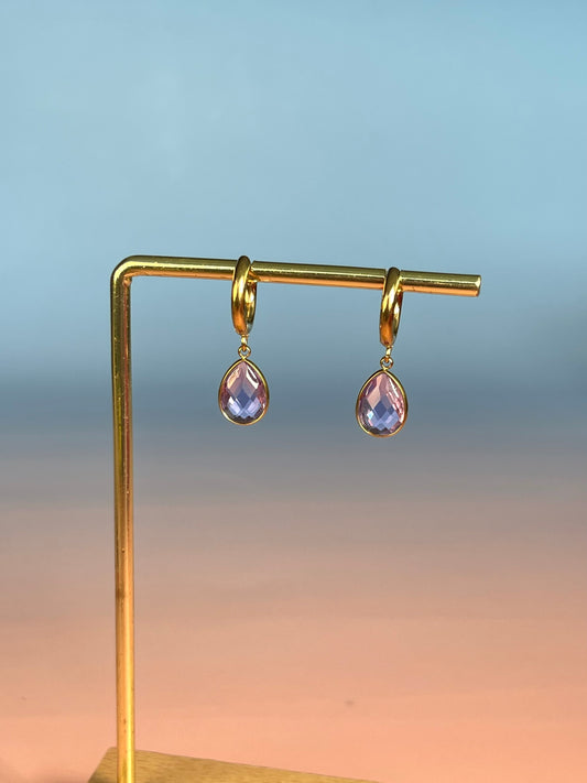 Par pendientes gota lila