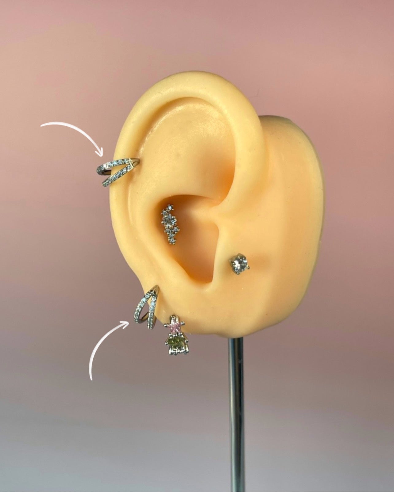 Pendiente aro doble plateado 8mm (unidad)