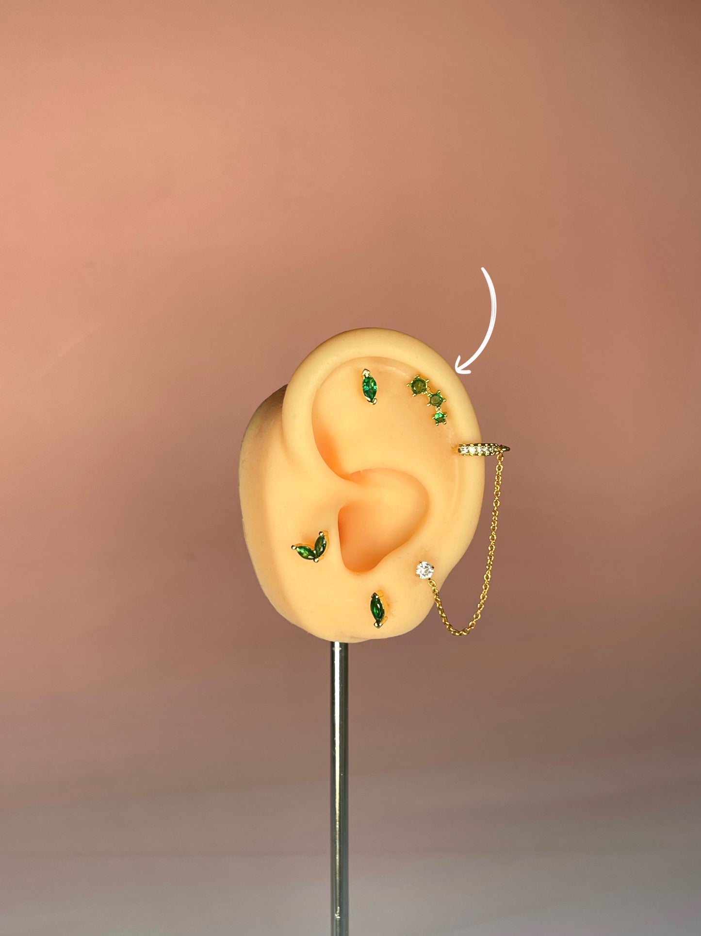 Pendiente/piercing trío verde (unidad)