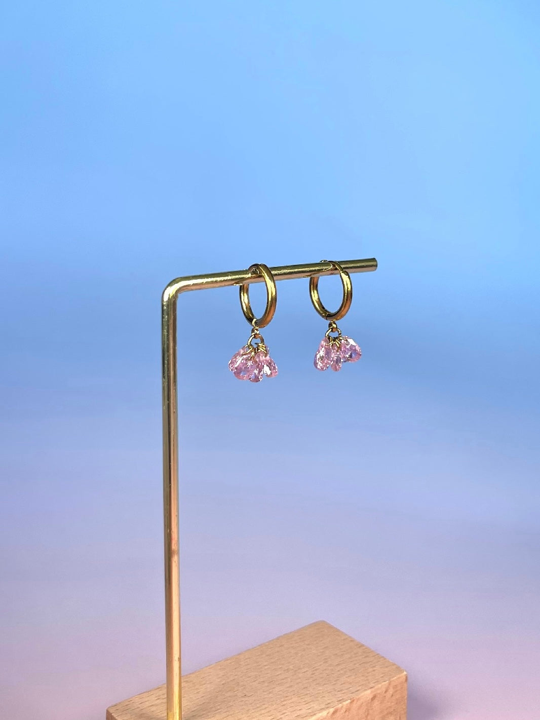 Par de aros brillitos rosas
