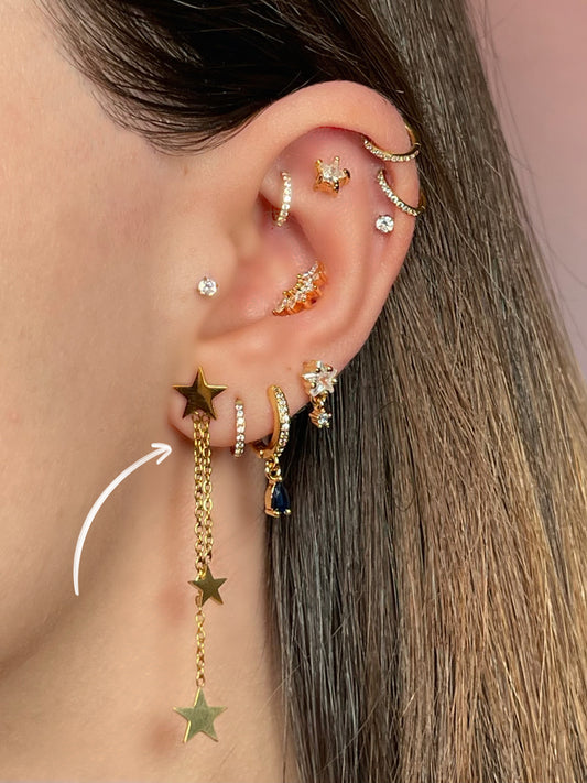 Par de pendientes estrellitas cadena