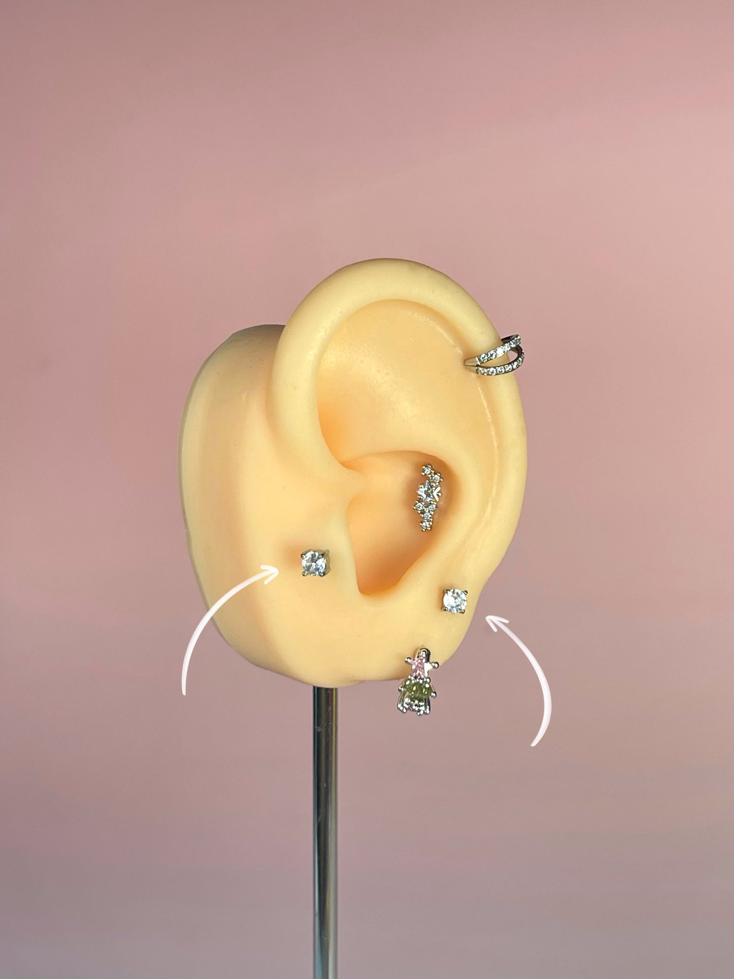 Pendiente/piercing brillo simple plateado