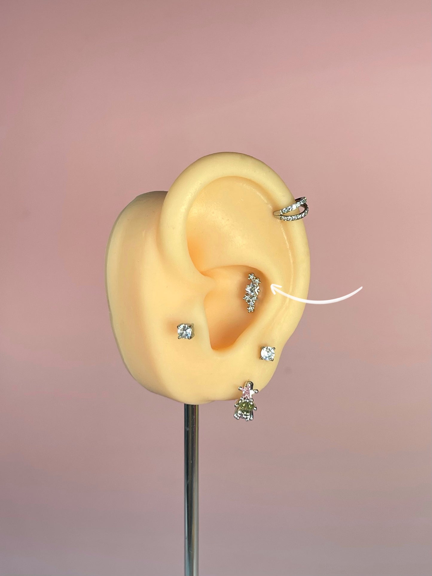 Pendiente/ piercing conjunto estrellas plateado (unidad)
