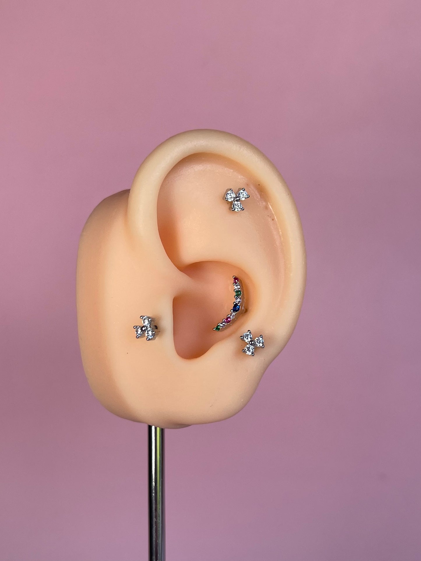Pendiente/piercing “Trinity” plateado