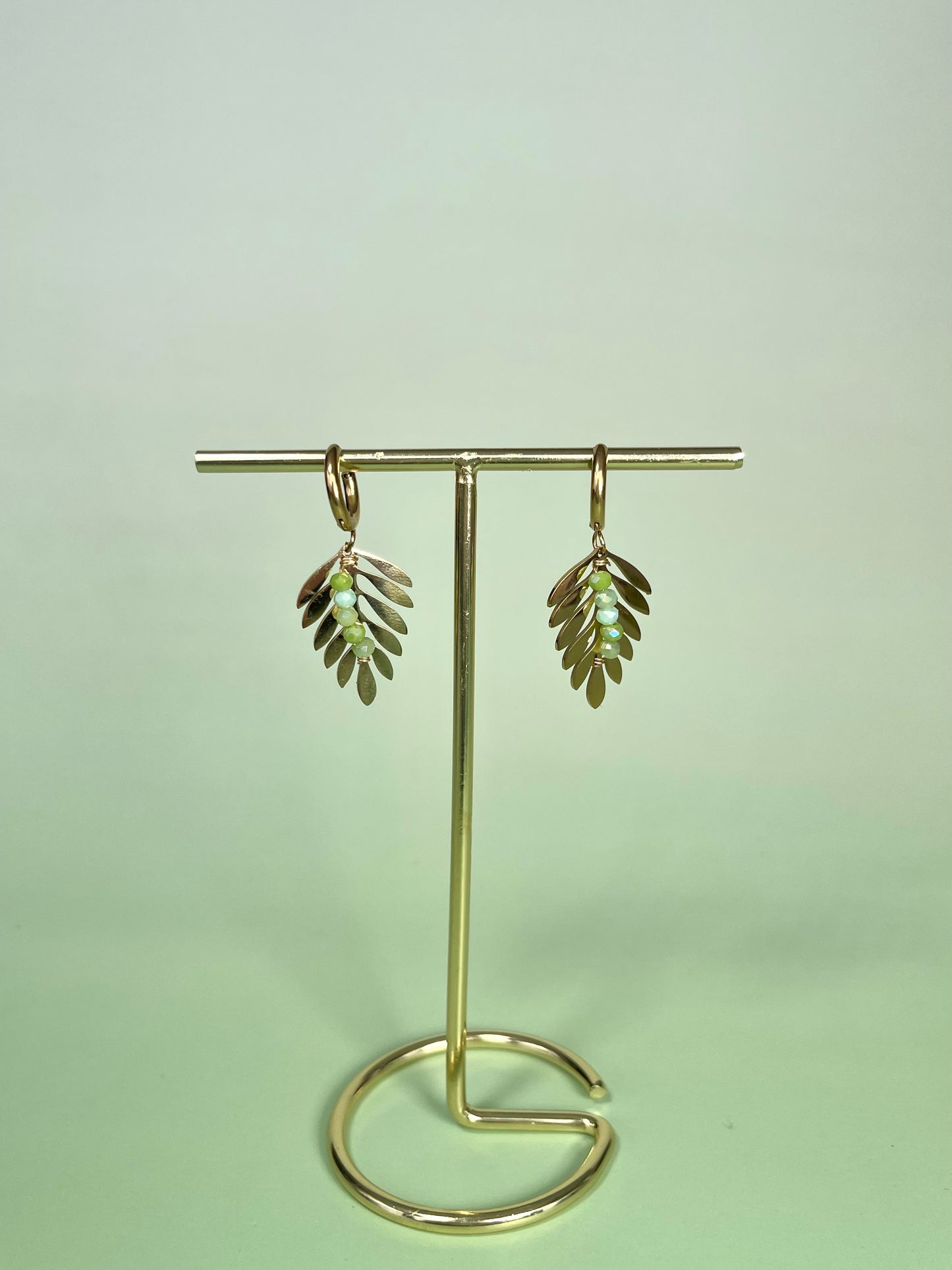 Par de Pendientes hoja verde
