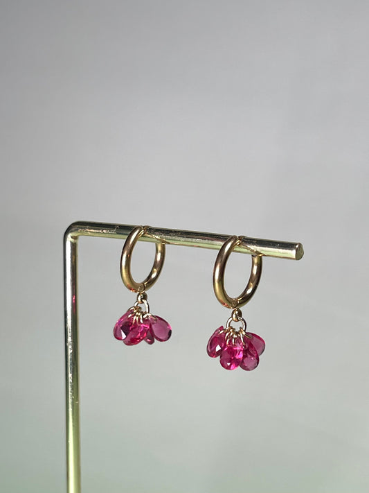 Par de aros brillitos fuccsia