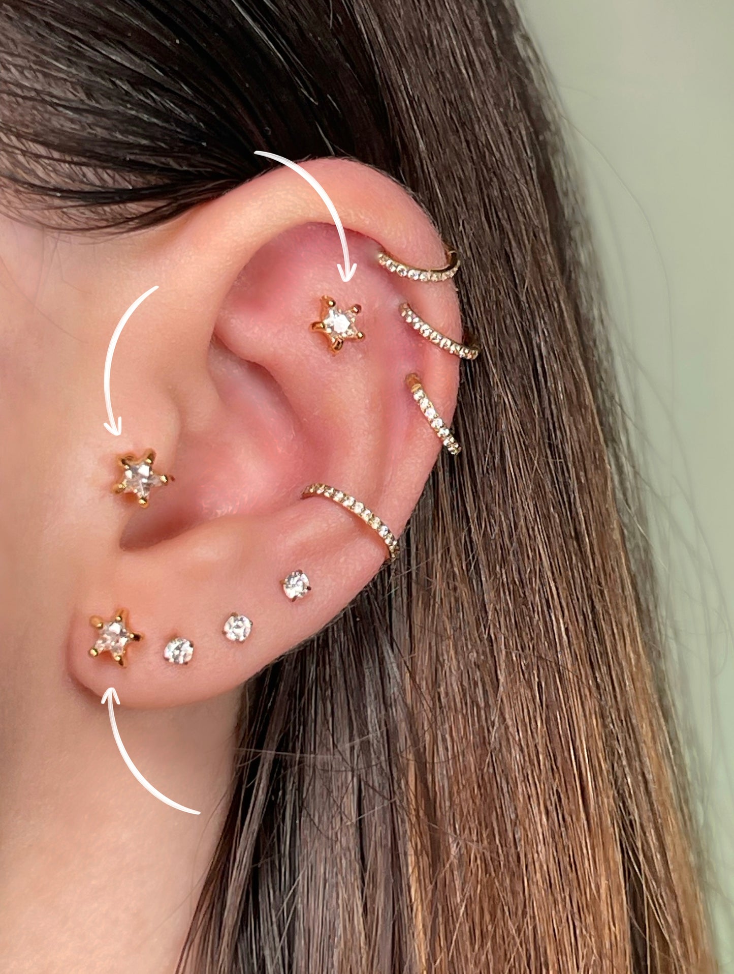 Pendiente/piercing estrella brillante (unidad)