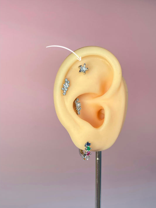Pendiente/piercing estrella simple plateado (unidad)