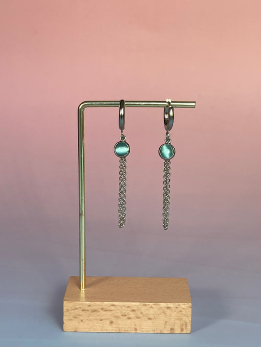 Par de pendientes cadena (plateado)