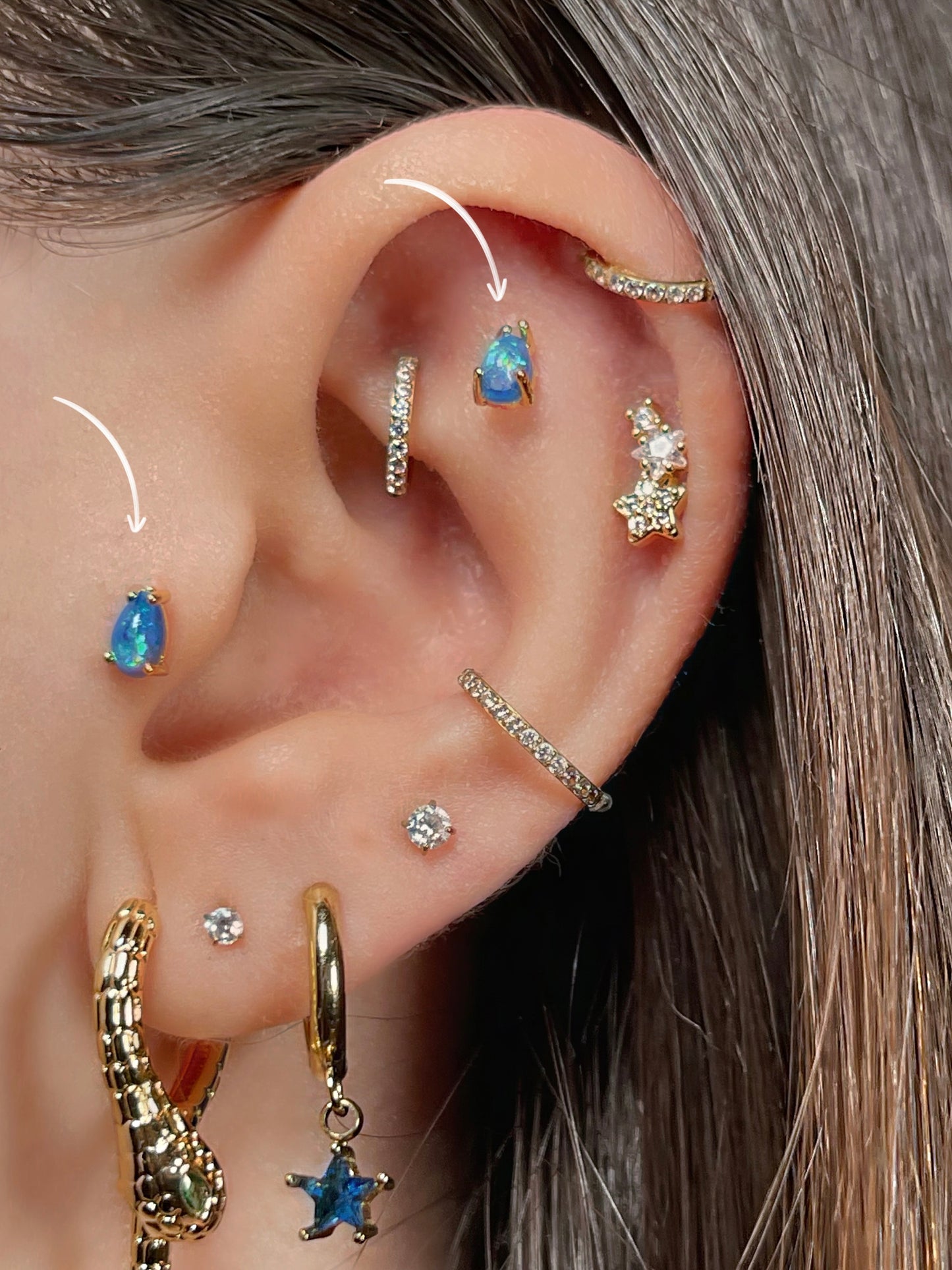 Pendiente/piercing brillo azúl (unidad)