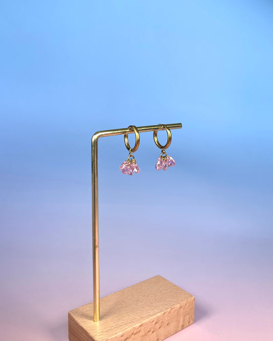 Par de aros brillitos rosas