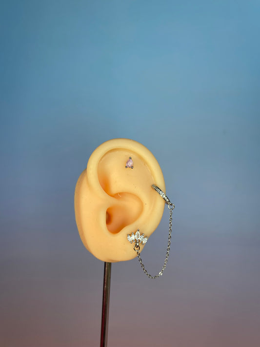Cadena corona plateado (con cierre “flatback”)
