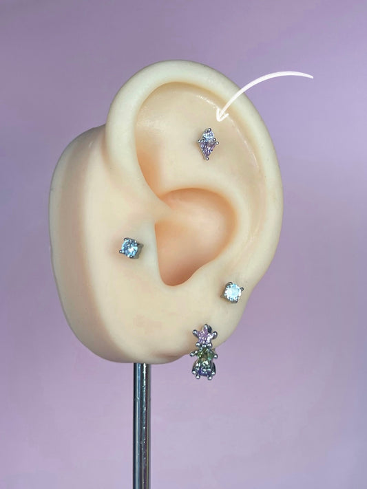 Pendiente/piercing (unidad) brillo rosa plateado