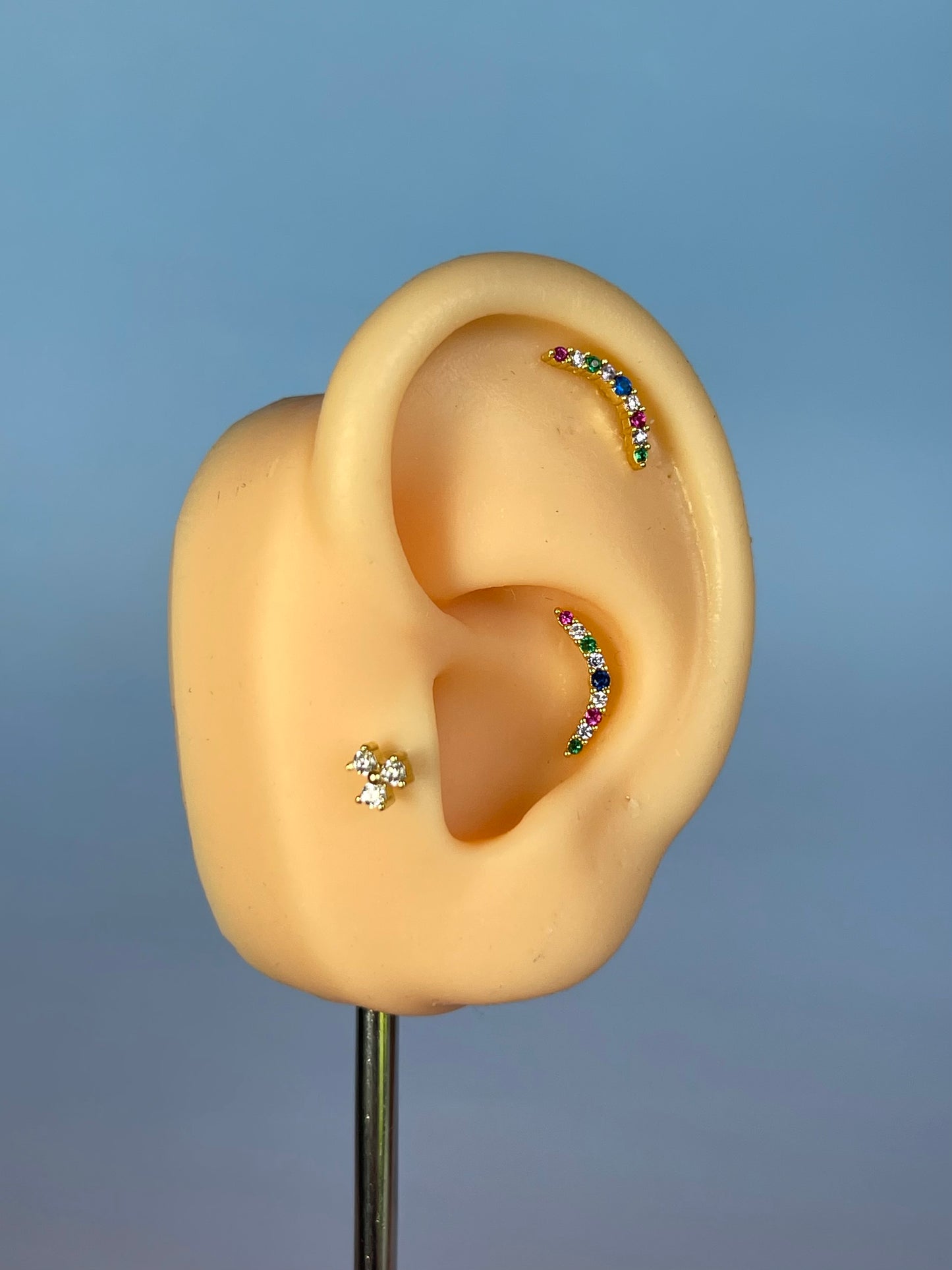 Pendiente/piercing “Rainbow” dorado