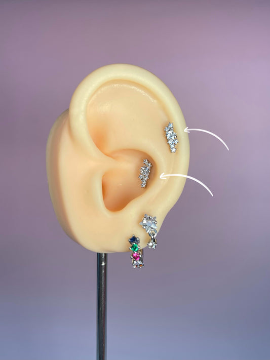 Pendiente/ piercing conjunto estrellas plateado (unidad)