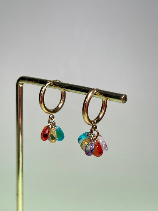 Par de aros brillitos multicolor