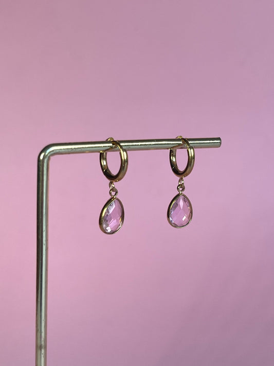 Par de pendientes gota rosa