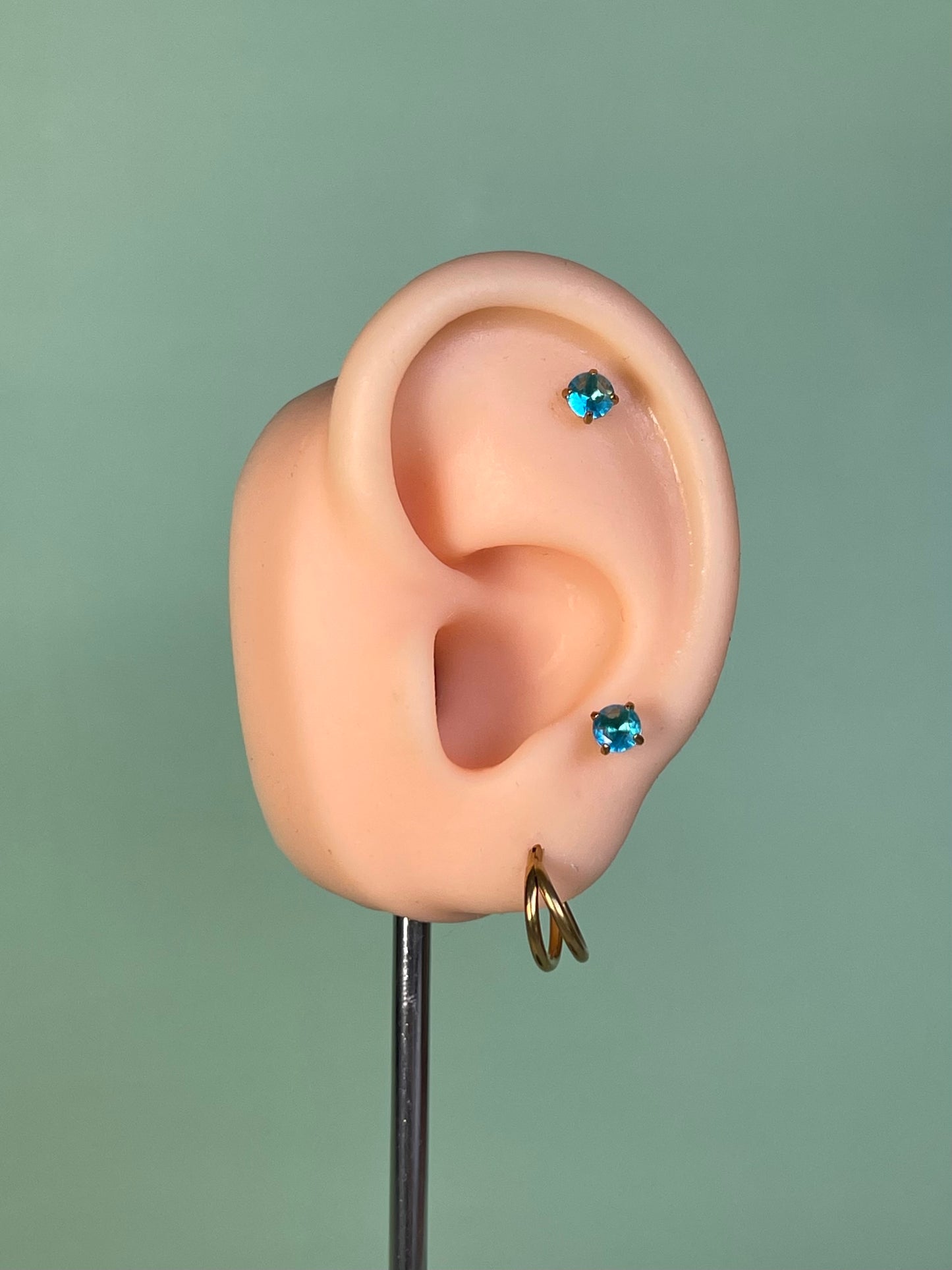 Pendiente/piercing “Sapphire” plateado