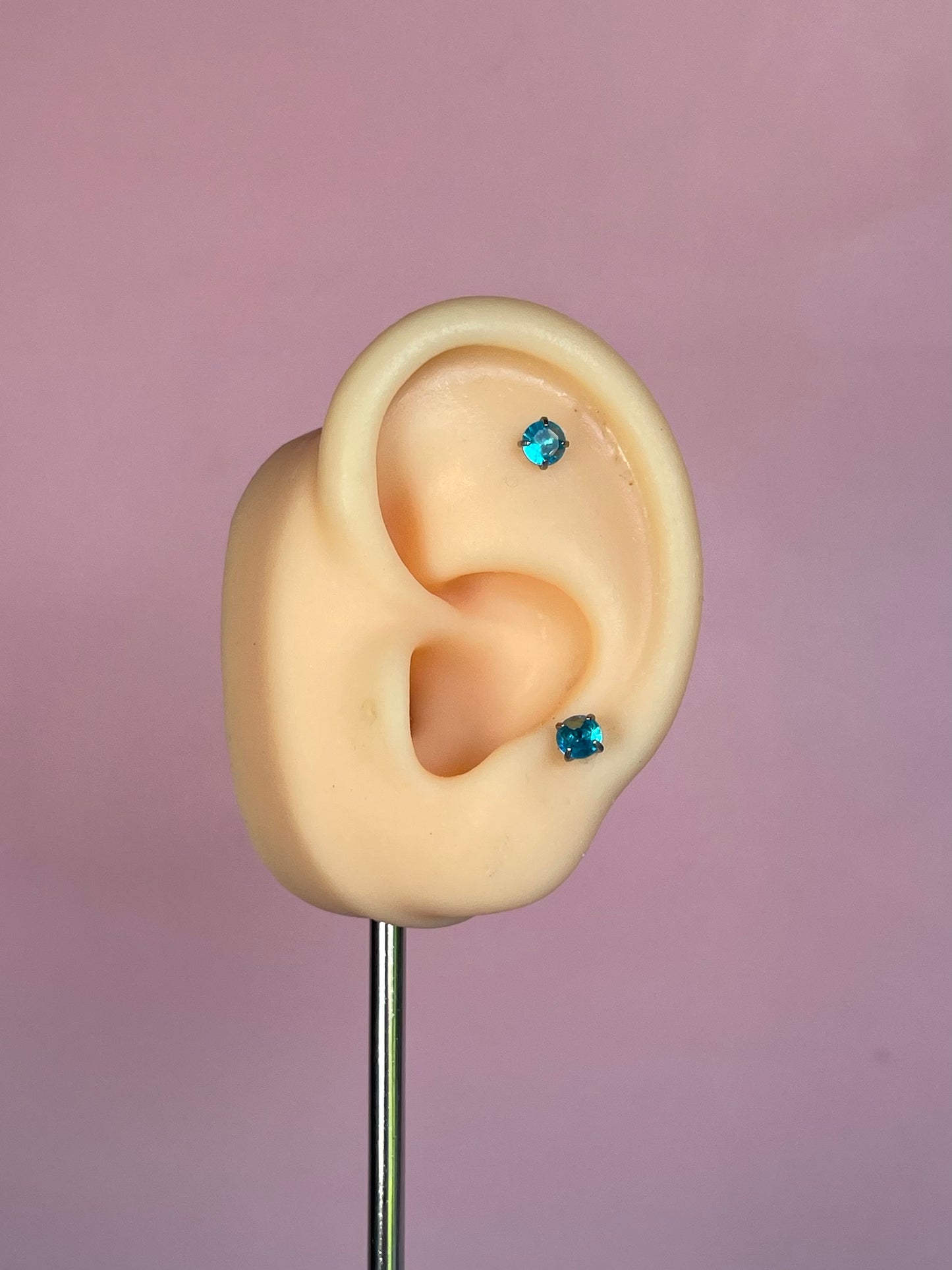 Pendiente/piercing “Sapphire” plateado