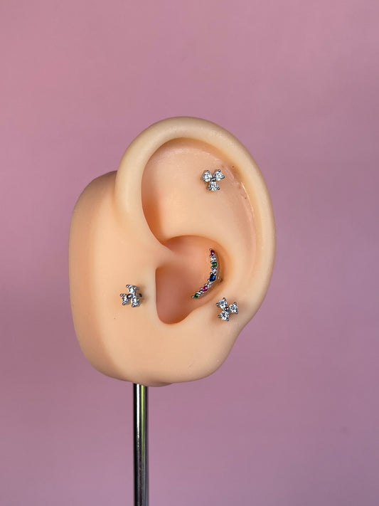 Pendiente/piercing “Trinity” plateado