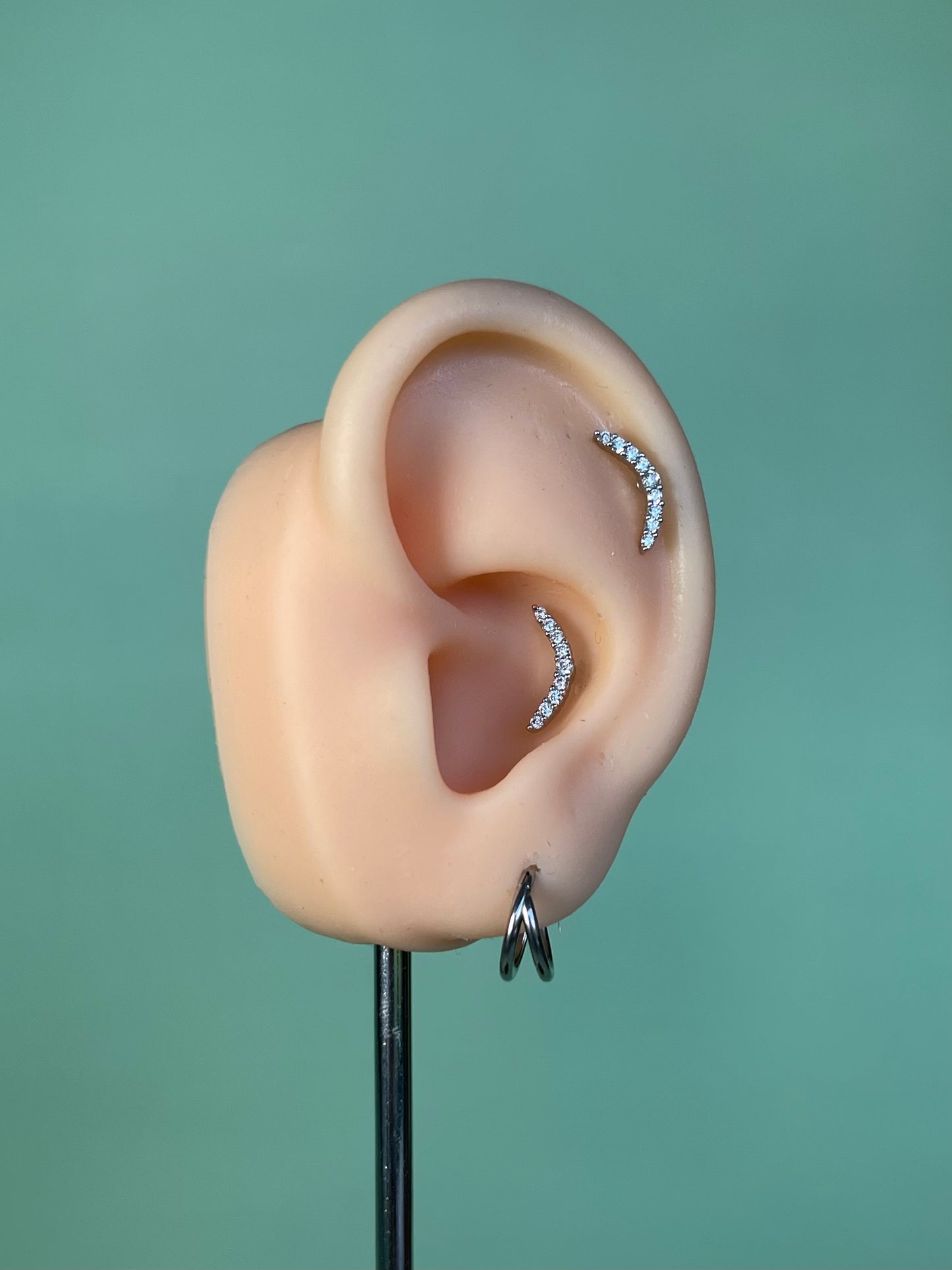 Pendiente/piercing “Aura” plateado