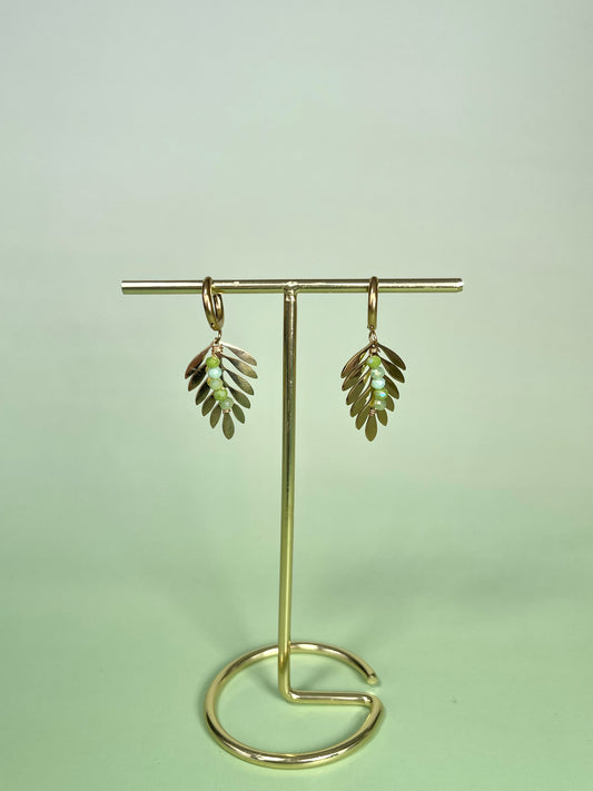 Par de Pendientes hoja verde