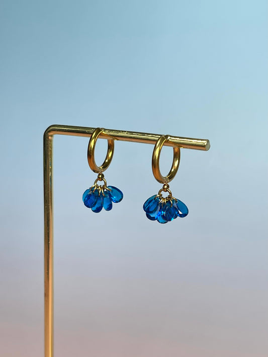 Par de aros brillitos azules