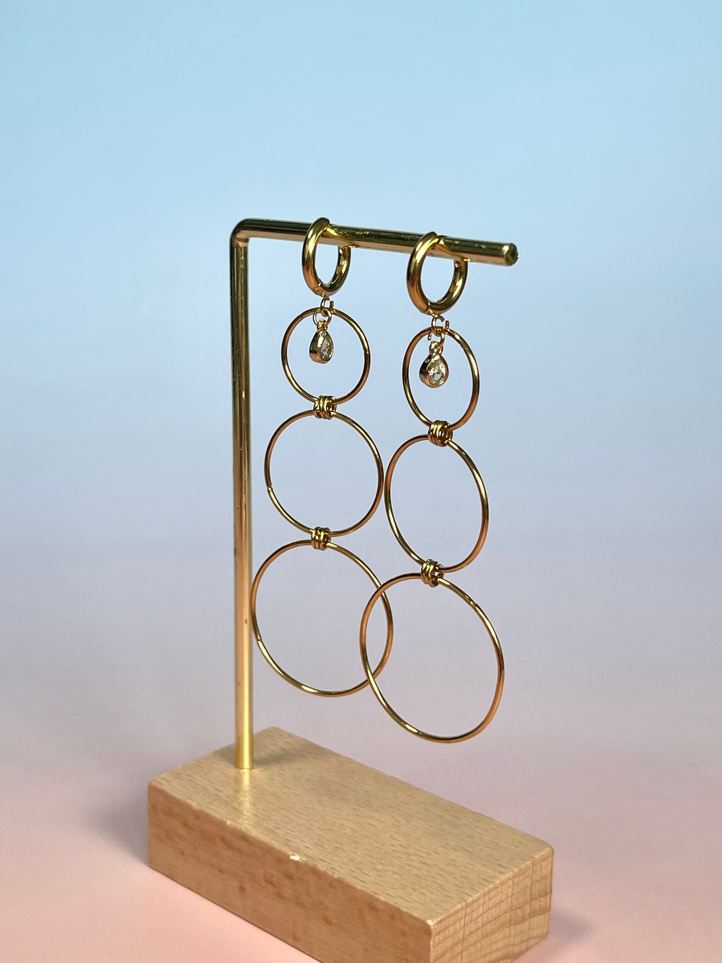 Par de pendientes triple aros
